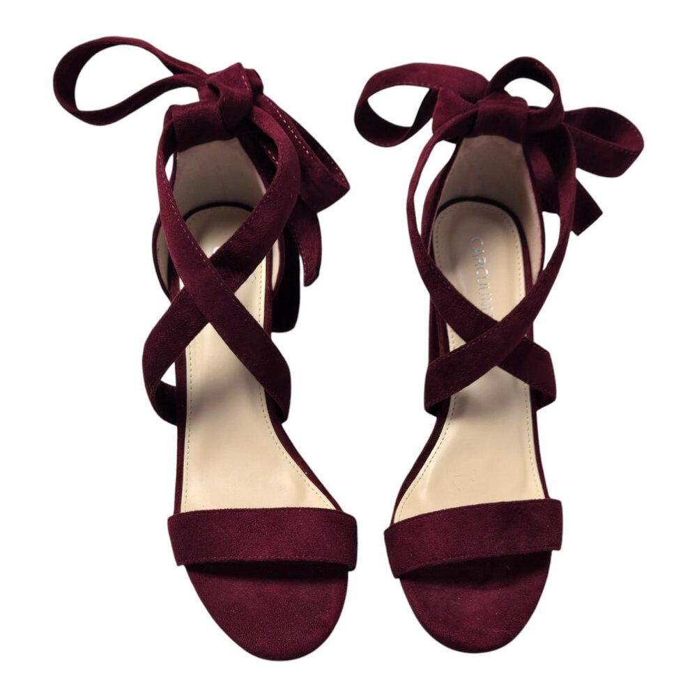 Carcuume Women's Wine-red Suede Lace up 3" Heels Size 9 New w/o tags or box